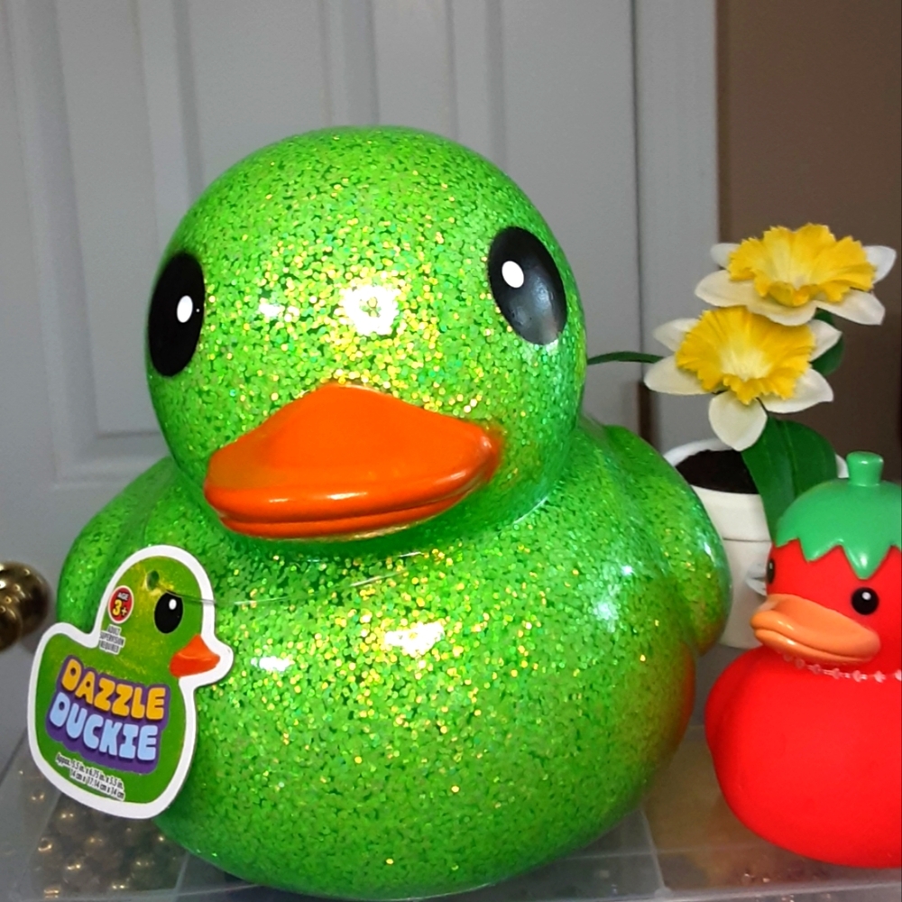 Rubber Duck Glitter Bright BIG  Green